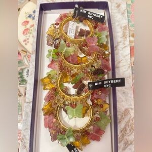 Vintage KIM SEYBERT NYC colorful butterfly napkin rings set.